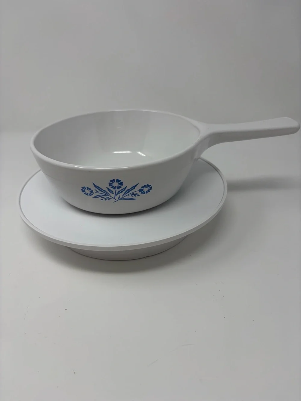 Vintage Corning Ware White with Blue Cornflowers 6”